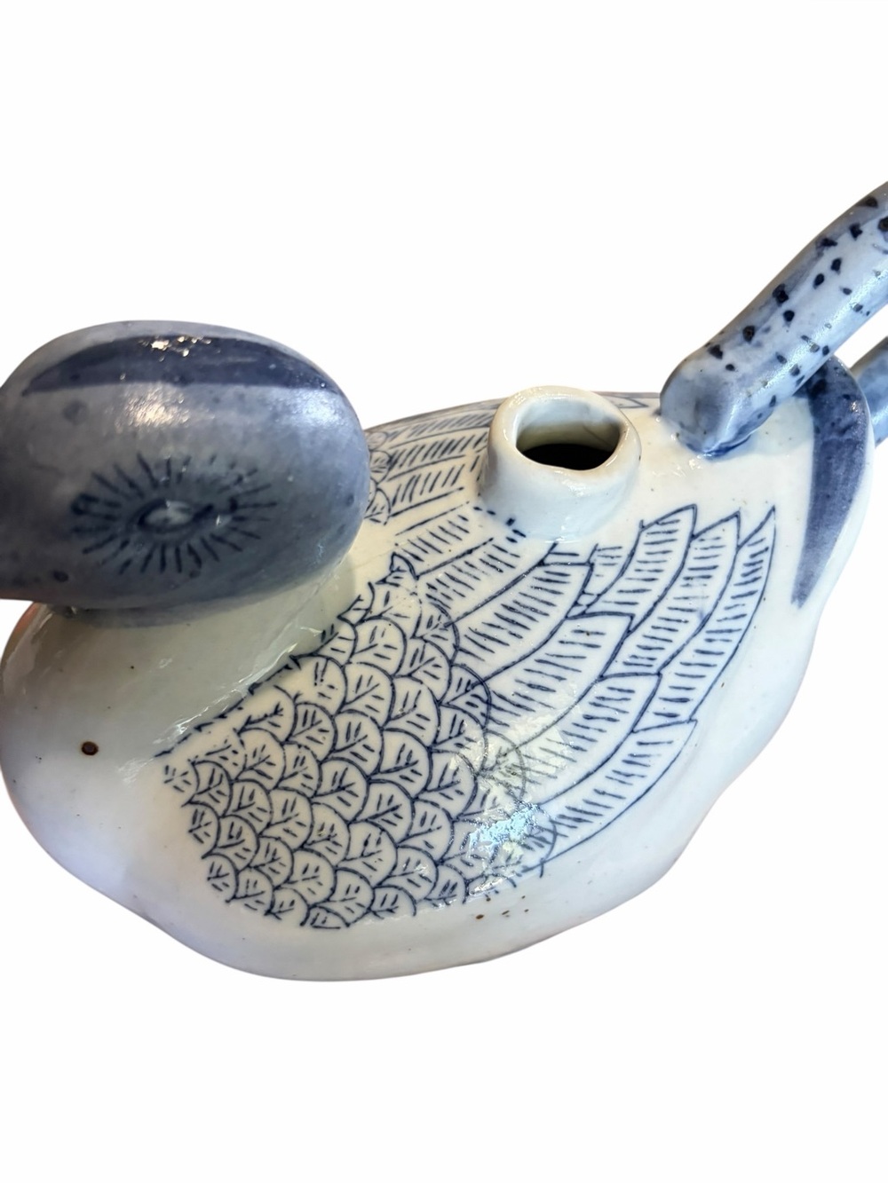 Chinoiserie Vintage Blue and White Hand Painted Teapot/Pitcher - Picture 4 of 7